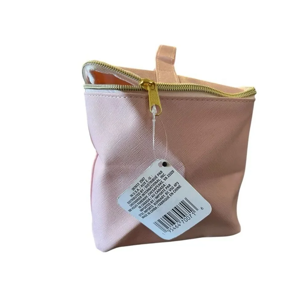 Sassy + Chic Large Zip Makeup Bag Light Pink Cosmetic Travel Bag Lot of 2 NWT